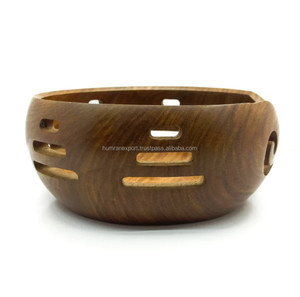 Precioso cuenco de hilo de madera de palisandro para tejer a mano estilo simple con ordenado y fácil acceso en la India - Product Image 1
