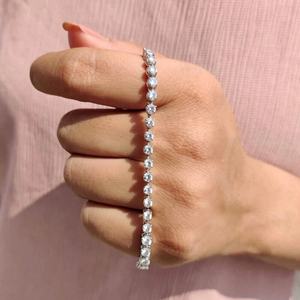 925 Sterling Silver Gold Plated Moissanite Tennis Bracelet Round Cut <b>Iced</b> Out Luxury Unisex - Product Image 2
