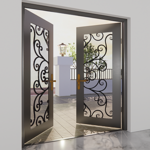 Puerta de Entrada de Hierro Forjado Premium con Adornos Decorativos y Acabado en Polvo Resistente para Decoración del Hogar - Product Image 6