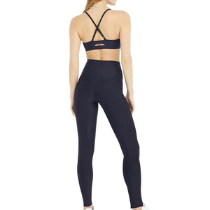 Custom Color Plus Size Yoga Set 2-Piece <b>Crop</b> <b>Top</b> Shorts Spandex/Nylon Quick Dry Adjustable Straps High-Waisted Elastic Waistband - Product Image 3