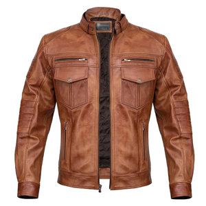 New Arrival Fashion Trend <b>Biker</b> <b>Jacket</b> For Men Strong Genuine Leather With Adjustable Cuffs And Waist For Daily Use - Product Image 1