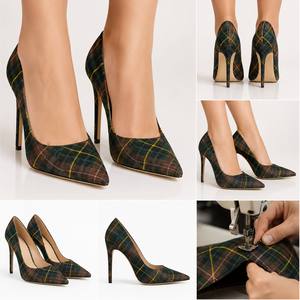 Fashion Women Tartan Stiletto Heels | <b>Pointed</b> Toe Plaid Pumps | Wholesale Ladies High Heels - Product Image 5