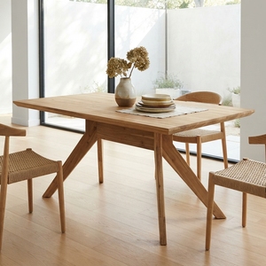 Mesa de comedor rectangular de madera de teca maciza minimalista de primera calidad para cocina y comedor, unidad de espacio con estructura de escritorio. - Product Image 3