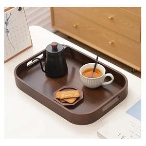 Juego de Bandejas de Servir Modernas y Ecológicas de Aluminio y Madera con Asas, Diseño Encajable para Té/Café, Cumpleaños y Bodas - Product Image 4