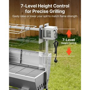 Griglia BBQ da Esterno 38W con Capacità di Carico di 60 kg, Girarrosto per Maiale e Agnello (7 Livelli di Altezza) - Product Image 4