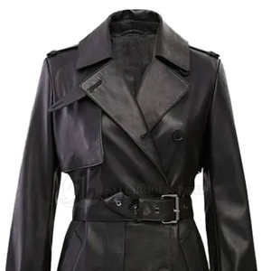 Veste courte en cuir PU pour femme, veste chic à double boutonnage de style moto, vêtement d'extérieur tendance pour l'automne et l'hiver, pour un look quotidien - Product Image 3