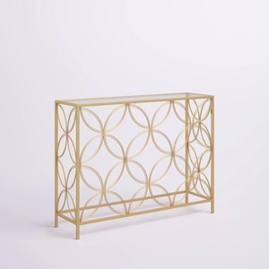 Table console contemporaine en acier avec rangement, écologique et durable, facile à nettoyer, pieds courbes pour hôtel, salon, salle à manger - Product Image 4