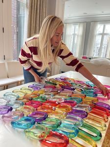 Eco-Friendly Handmade <b>Large</b> Link Vintage Style Colour Mixture Necklace Punk Hollow Big Chunky Long Resin Link Chain Wall Art - Product Image 6