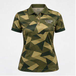 Polo Personalizado para Mujer, Color Verde Oliva, Camuflaje Geométrico, Secado Rápido, Transpirable, Manga Corta, Uniforme de Golf para Exteriores, WPS-0794 - Product Image 1
