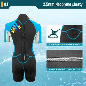 Combinaison de plongée courte en néoprène 2,5 mm personnalisée pour femme, combinaison thermique OEM/ODM, fermeture éclair réglable au cou et au dos avec sangle en velcro. - Product Image 4