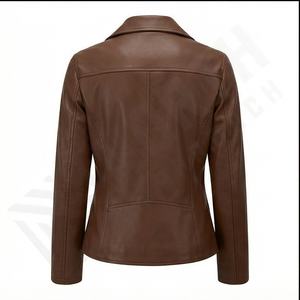 Alta calidad mujeres prendas de vestir exteriores estilo de moda nuevo modelo chaqueta Casual cremallera señoras mujeres chaqueta de cuero mujeres cuero personalizado - Product Image 3