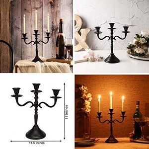 Three-Arm <b>Black</b> <b>Candlestick</b> <b>Holder</b> Home Decor Aluminium Candelabra Stand for Taper Candles - Product Image 3