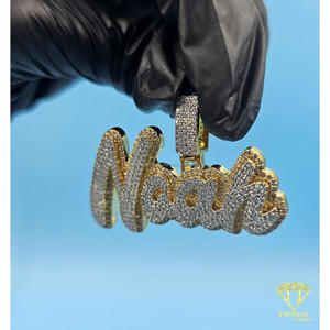 Hip Hop Custom Name Pendant <b>Iced</b> <b>Out</b> Moissanite Diamond Necklace Bling <b>Chain</b> Jewelry Gift - Product Image 2