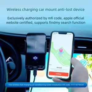 Support magnétique de voiture à charge rapide sans fil 15W avec capteur automatique et traqueur anti-perte pour smartphones et navigation automobile - Product Image 5