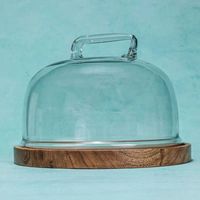 Support à gâteau rond en bois et acrylique, écologique, fait main, réutilisable, non toxique, avec couvercle en acrylique par Curio Craft