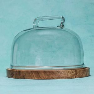 Support à gâteau rond en bois et acrylique, écologique, fait main, réutilisable, non toxique, avec couvercle en acrylique par Curio Craft - Product Image 4