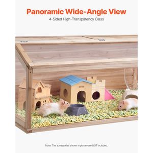 Jaula de madera para hámsteres enanos de 48 x 20 x 20 pulgadas con techo abatible de 270 grados y ventilación, hábitat SMA de 20 pulgadas para hámsteres - Product Image 5