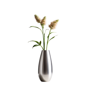 Vase à fleurs en aluminium argenté de forme élégante, design fantaisie, pour la décoration de la maison et du bureau, vase en métal fait à la main - Product Image 4