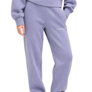 Pantalones Deportivos de Felpa Lavanda para Mujer, Cintura Elástica, Dobladillo con Puños, Corte Holgado, Suaves y Casuales para Invierno - Product Image 1