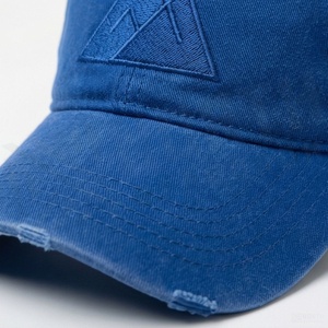 Blue 6-Panel Baseball Cap with Embroidered Mountain Logo Adjustable Unisex Casual Hat - Product Image 4