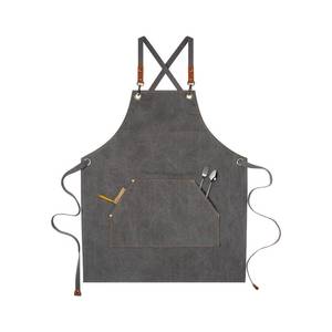 Luxury Salon Worker Uniform Lightweight Canvas Apron Multi-Pocket Hairdresser Vest Detachable Genuine Leather Straps Tattooist - Product Image 1