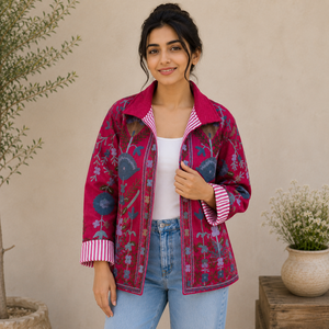 Abrigo de Invierno para Mujer, Hecho a Mano, Bordado, Tejido, Acolchado, de Algodón, con Estampado Floral, Manga Larga, Estilo Casual, Boho, Vintage, Personalizado, OEM, ODM - Product Image 1