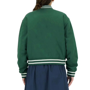 Chaqueta Varsity Verde para Mujer, Color Sólido, Manga Larga, Cuello Camisero, Cierre de Botones, Largo Regular, Ropa de Otoño - Product Image 6