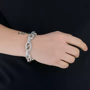 กำไลข้อมือเพชรเพาะเลี้ยงสีขาว S925 ชุบโรเดียมทรงบาแกตต์ ดีไซน์หรูหราสำหรับทุกเพศ เหมาะสำหรับใส่ทุกวัน - Product Image 1
