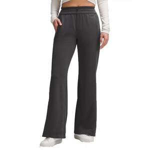 Wholesale <b>Women</b> Flare <b>Jogger</b> Pants Mid Flat Front Cotton Polyester <b>Fleece</b> Winter Breathable Eco-Friendly Drawstring Customizable - Product Image 1