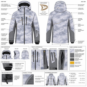 Men's Hooded Ski <b>Jacket</b> Cloud Print <b>Waterproof</b> 10,000mm Synthetic Insulated Outdoor Wear - Product Image 6
