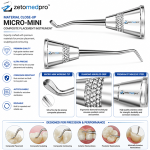 Instrument de placement de composite micro-mini dentaire de qualité supérieure en acier inoxydable, instrument de restauration OEM Zetomed Pro - Product Image 3