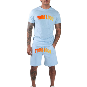 Ensemble 2 pièces tendance pour homme : T-shirt imprimé personnalisé délavé à l'acide et short de sport décontracté - Product Image 3