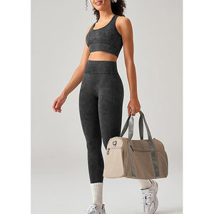 Ensemble de yoga style corset pour femme : Soutien-gorge de sport zippé, Legging taille haute sculptant le ventre, effet push-up fessier, inserts en maille, Nylon Spandex - Product Image 5