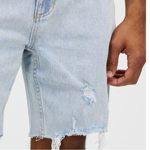 Nouveau style – Short en jean décontracté pour homme, coupe droite, streetwear personnalisé avec patchs déchirés – Vêtements de mode en gros - Product Image 6