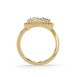 Anillo de compromiso Toi Et Moi con diamante cultivado en laboratorio de corte doble pera, certificado IGI, 3.00CT, banda halo cruzada, oro puro de 14K, anillos de lujo - Product Image 3