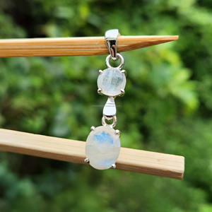 Dos colgantes de piedra lunar para collar, colgantes y abalorios de joyería fina de Plata de Ley 925, suministro al por mayor hecho a mano con dos piedras preciosas - Product Image 2