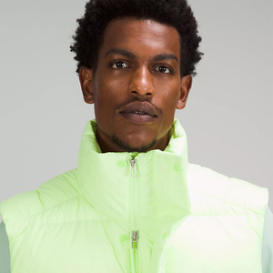 Gilet matelassé sans manches vert clair pour homme, veste décontractée d'automne imperméable et écologique à fermeture éclair - Product Image 5