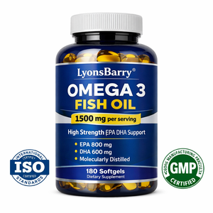น้ำมันปลาโอเมก้า 3 1500 มก. ซอฟเจลแคปซูล ความเข้มข้นสูง EPA DHA สนับสนุน LyonsBarry OEM แบรนด์ส่วนตัว GMP ส่งออก - Product Image 1