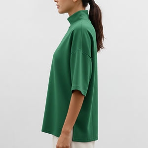 Camiseta Holgada de Verano para Mujer, 100% Algodón de Alta Calidad, Color Sólido, con Logotipo Personalizado Impreso en Serigrafía - Product Image 3