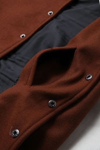 Comfortable Unisex Canvas Varsity <b>Jacket</b> Stand Collar Hooded <b>Winter</b> Streetwear Geometric Patchwork Breathable <b>Waterproof</b> - Product Image 4