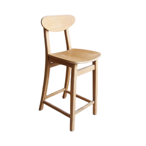 Tabouret de bar Devin en teck massif, style mid-century, pour hôtel - Product Image 1
