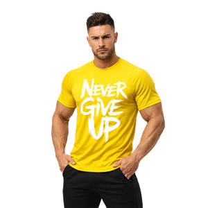 T-shirt de sport pour hommes Never Give Up Gym, T-shirt de motivation pour l'entraînement physique, respirant, pour la musculation, vêtements de sport - Product Image 1