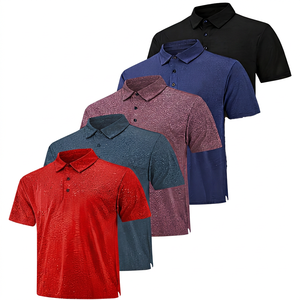 Polos de Manga Corta para Hombre, Color Sólido, Tejido de Punto, Secado Rápido, Ropa Casual en Negro, Azul, Rojo y Gris - Product Image 3