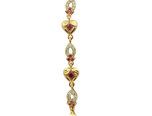 Divyoro Geometric <b>Ruby</b> CZ Chain <b>Bracelet</b> Women's Gold Plated Classic Everyday Wear Bezel Setting Wedding Party Orissa Certified - Product Image 1