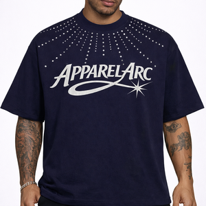 T-shirt en coton 100% personnalisé avec strass, pour homme, style streetwear oversize, logo personnalisé, fabricant OEM - Product Image 1