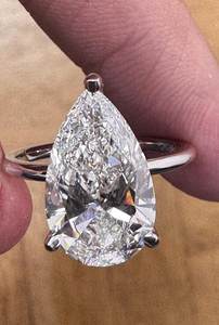 Bague de fiançailles en moissanite taille poire pour femme, en argent 925 véritable, cadeau de demande en mariage pour partenaire - Product Image 6