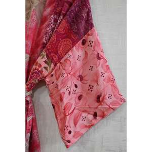 Vintage Silk Patchwork <b>Long</b> <b>Kimono</b> <b>Robe</b> Boho Dressing Gown Handmade One of a Kind - Product Image 4