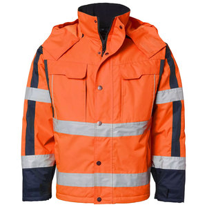 Safety Hi Vis Workwear Reflective <b>Jacket</b> Hi Vis Winter Safety Working Construction <b>Jacket</b> For <b>Workers</b> With Hood - Product Image 1