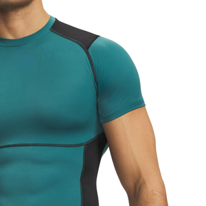 <b>Mens</b> Raglan Panel <b>Compression</b> <b>Shirt</b> Short Sleeve Crew Neck Tight Fit Quick Dry Athletic Base Layer Training <b>Shirts</b> OEM Wholesale - Product Image 5
