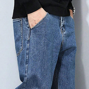 Jeans de Mezclilla Personalizados para Hombre, Corte Regular, Estilo Cargo, Cintura Media, Transpirables, Diseño Apilado de Algodón - Product Image 5
